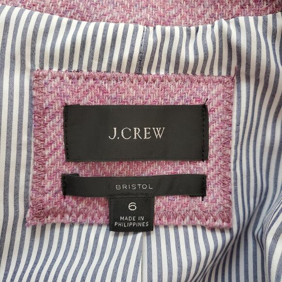 J Crew Bristol Double Breasted Blazer Lilac Herringbone 100% Wool BK012 Size 6 - Picture 8 of 10